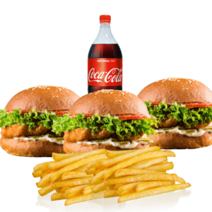 Kalabalık Tavuk Burger Menü (3 Kişilik)