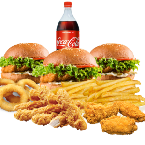 Kalabalık Tavuk Burger & Stick Menü (3 Kişilik)