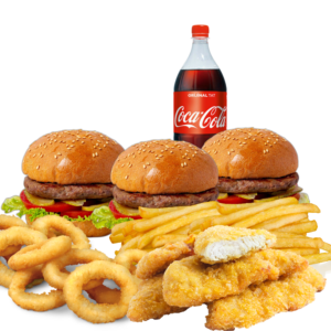 Kalabalık Burger & Halka Menü (3 Kişilik)