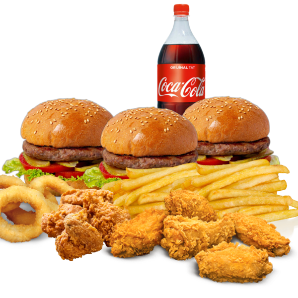 Kalabalık Burger & Kanat Menü (3 Kişilik)